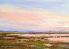 Plum Island at dusk oil painting