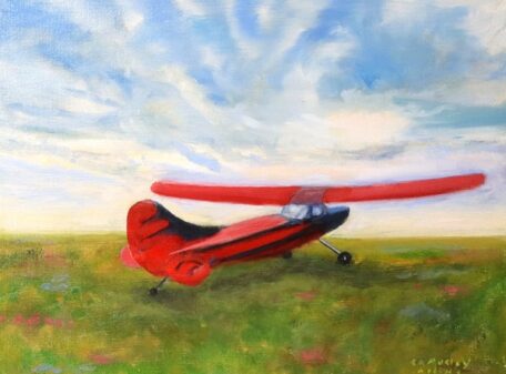 This Red Plane landed at the Airfield Cafe in North Hampton, NH and I knew I had to paint it.  It took off minutes after I photographed it!  Whew!